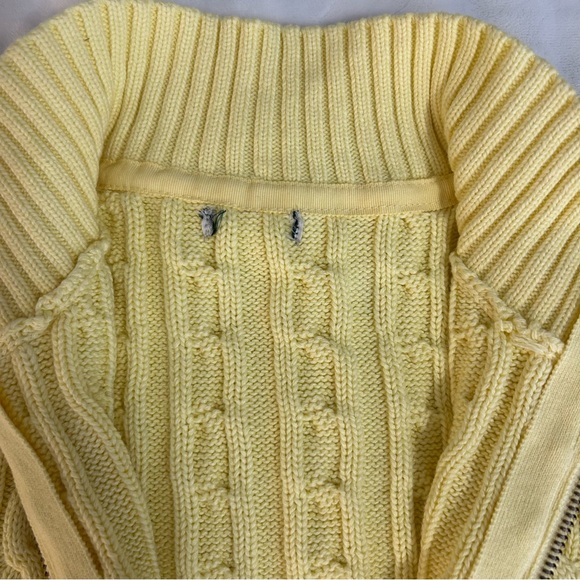 LL Bean Women sz M Yellow Full Zip Cable Knit Sweater Cabin Core Cozy Campcore - Picture 5 of 10